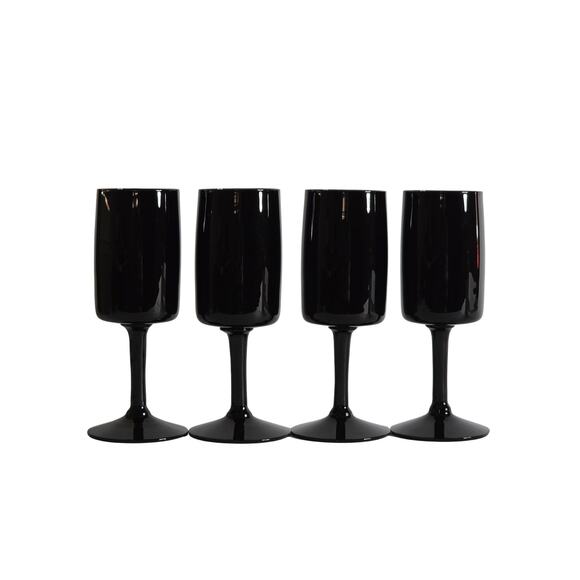 4 Swedish Black Crystal Wine Glasses Bjorkshult Scan by Hans Christian Wagner - Picture 3 of 15